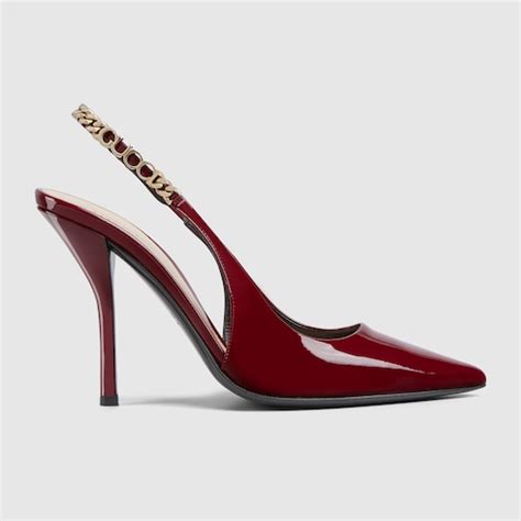 gucci patent leather pump with bow|Gucci Signoria slingback pump in black patent leather .